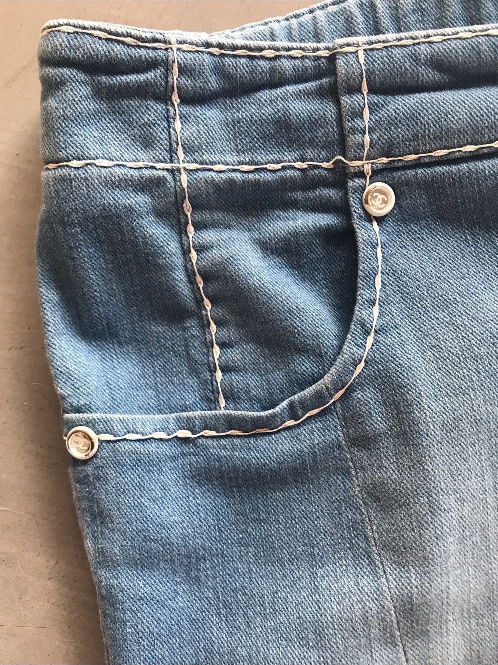 CHANEL Light Wash Wide Leg Jeans — Pale Blue Denim - Picture 5 of 16
